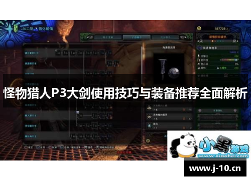 怪物猎人P3大剑使用技巧与装备推荐全面解析